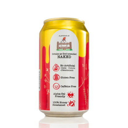 Yes Honey soda strawberry with allergy call outs alpha gal safe, gluten free, no artificial dyes 
