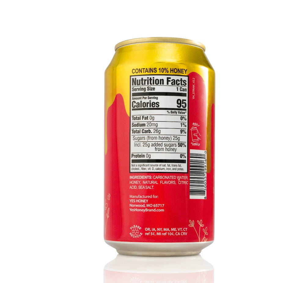 Yes honey soda strawberry with nutrition facts and ingredients. 